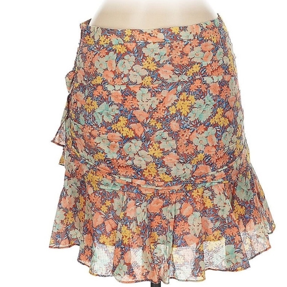 Veronica Beard Multicolor Floral A-Line Skirt